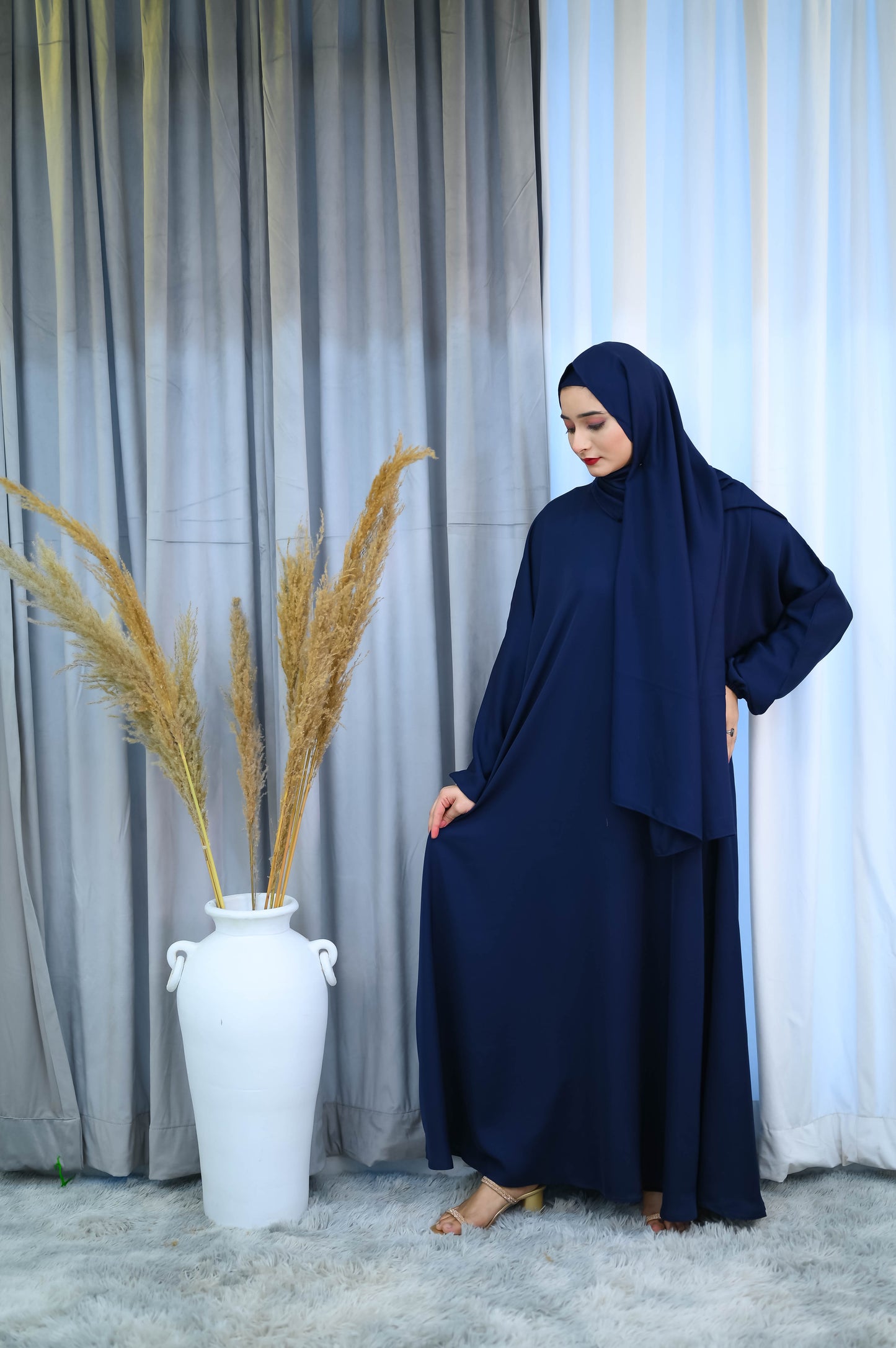 The Midnight Navy Blue Abaya